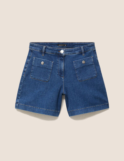 Short en jean taille haute denim stone femme