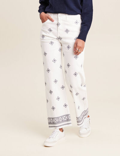 Jean Evisu Brodé Dos Blanc - Taille FR40, 100% Coton, Occasion Très Bon état