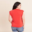 T-shirt manches courtes &agrave; volants orange fonc&eacute; femme