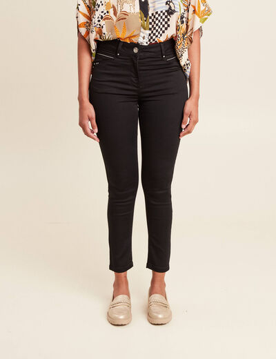 Pantalon coupe ajust&eacute;e taille haute noir femme