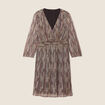 Robe évasée manches 3/4 rose femme