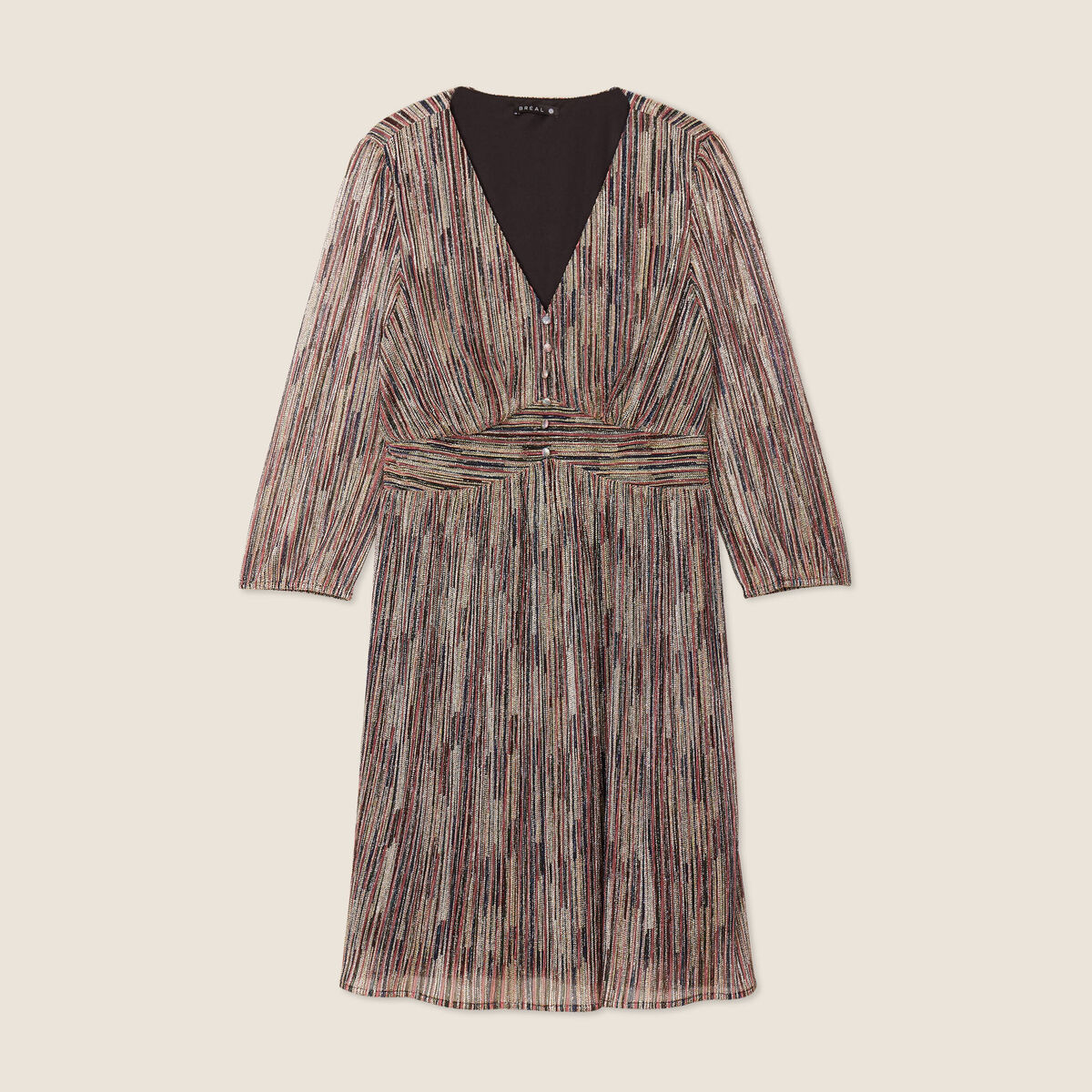 Robe évasée manches 3/4 rose femme