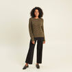 Pull droit col rond manches longues vert femme