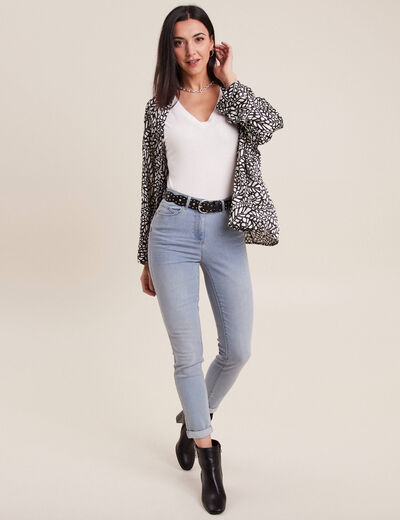 Jean coupe ajust&eacute;e 7/8&egrave;me denim baby bleu femme