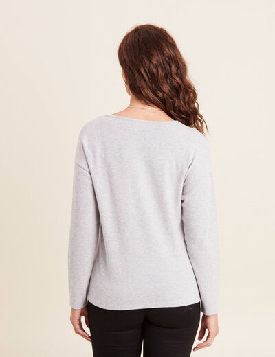 T-shirt manches longues gris clair femme