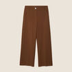 Pantalon large pinces marron femme