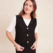 Gilet sans manches col v doubl&eacute; noir femme