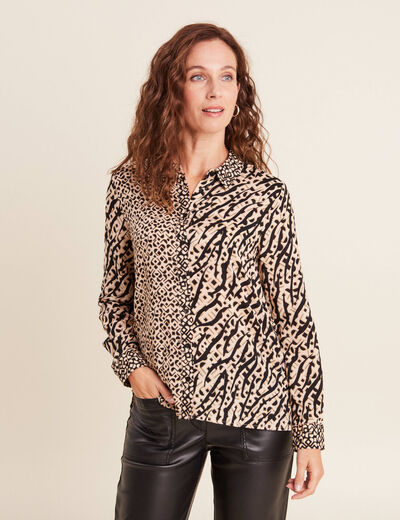 Chemise manches longues beige femme