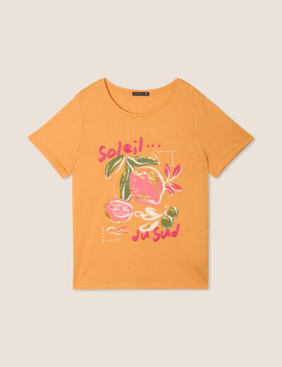 T-shirt manches courtes orange clair femme