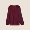 Blouse ample col rond satin&eacute;e bordeaux femme