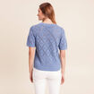 Pull droit court manches courtes bleu ciel femme