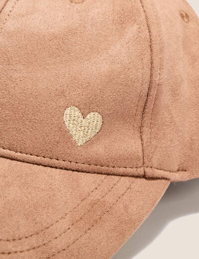 Casquette avec broderie marron clair femme