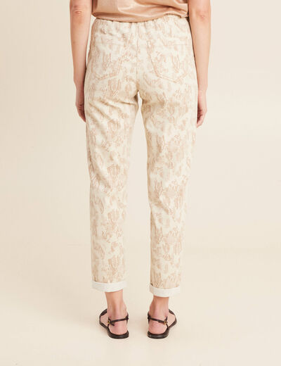 Pantalon coupe mom 7/8&egrave;me beige femme
