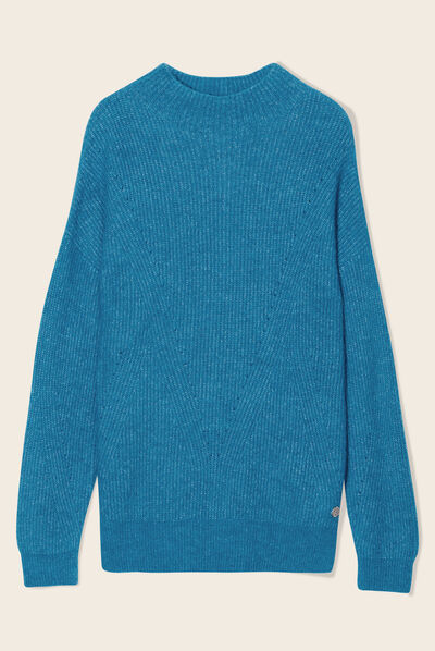 Pull manches longues bleu canard femme