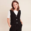 Gilet droit court sans manches col v noir femme
