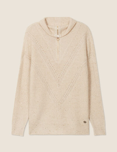 Pull manches longues couleur or femme