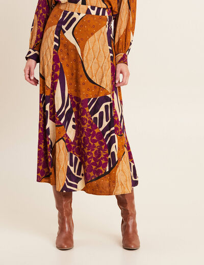 Jupe longue évasée multicolore femme