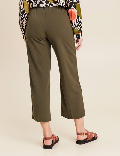 Pantalon large pinces vert kaki femme