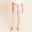 Pantalon large taille haute ivoire femme