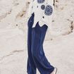 Pantalon large 7/8ème bleu foncé femme
