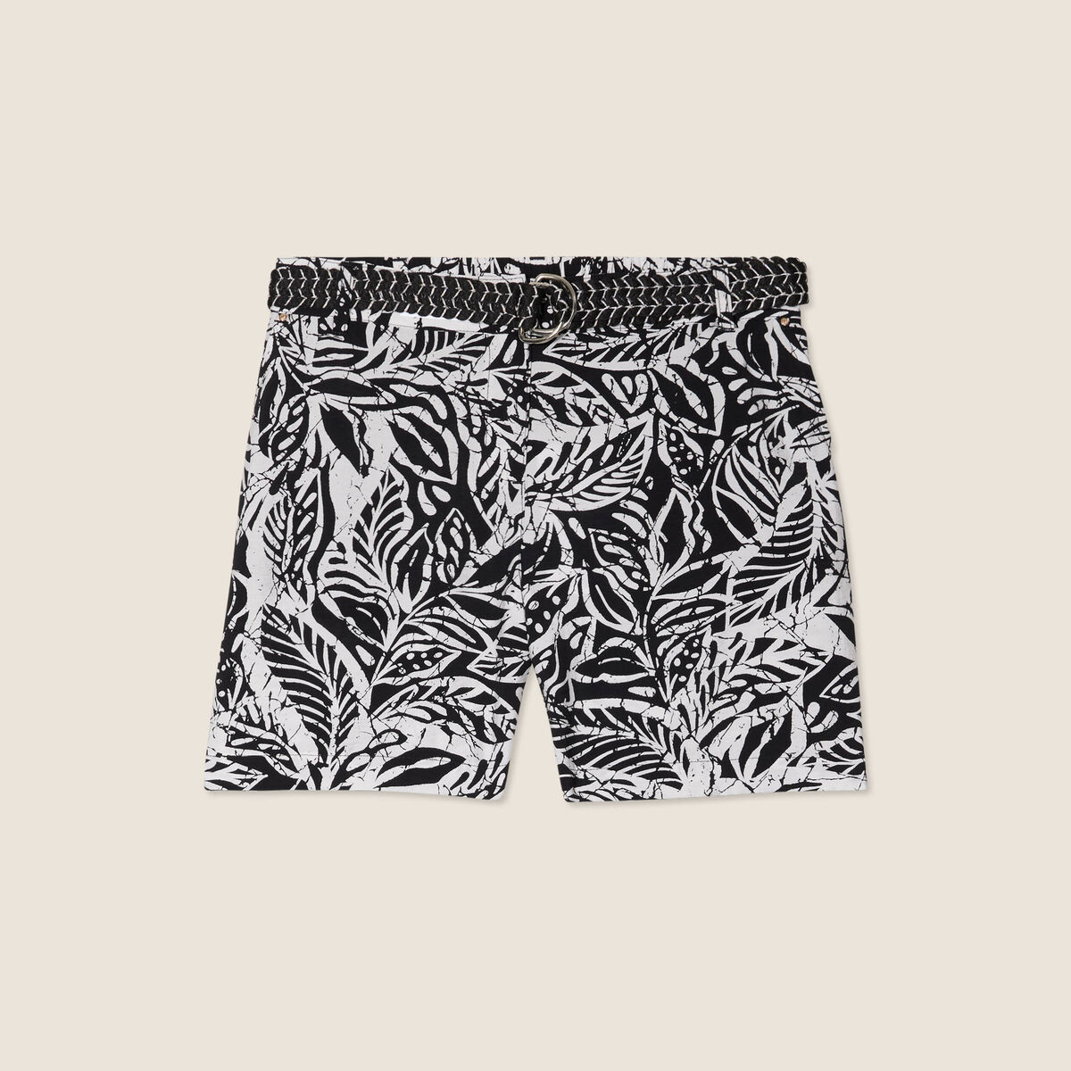 Short droit ceintur&eacute; noir femme