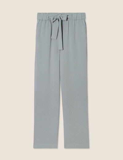 Pantalon flou droit 7/8ème vert clair femme
