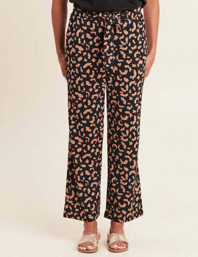 Pantalon ample taille haute noir femme