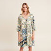 Robe évasée fluide manches 3/4 bleu femme
