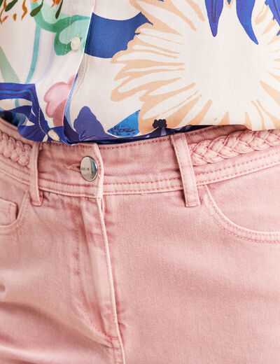 Jean coupe large 7/8&egrave;me taille haute rose femme