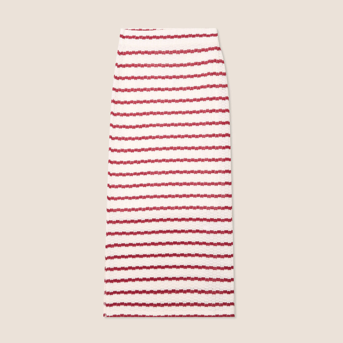 Jupe droite longue beige femme