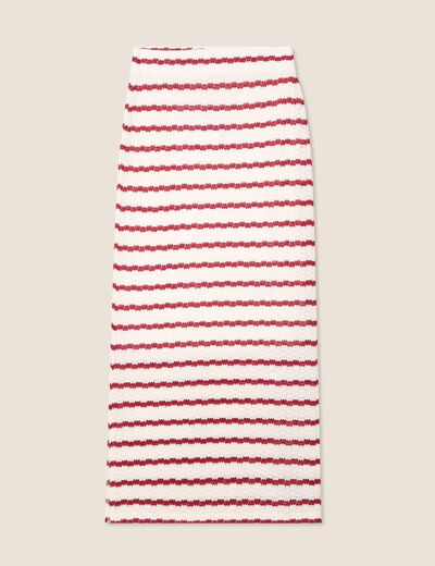 Jupe droite longue beige femme