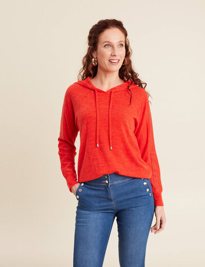 Sweat à capuche orange foncé femme