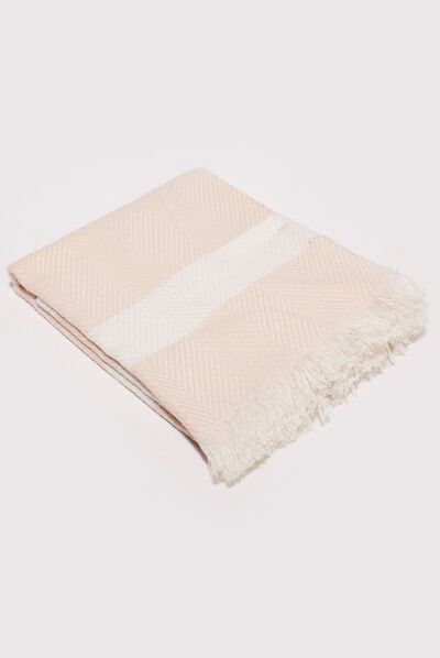 Écharpe à franges vieux rose femme