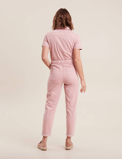 Combinaison pantalon boutonné rose pastel femme