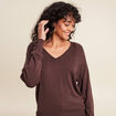 Pull manches longues marron femme