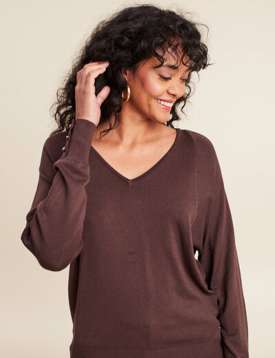 Pull manches longues marron femme
