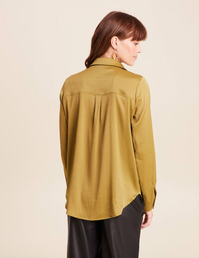 Chemise droite mi-longue fluide vert olive femme