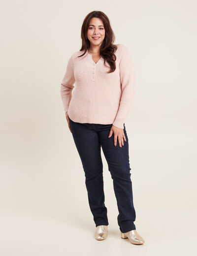 Pull manches longues vieux rose femme