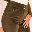 Pantalon taille haute en velours vert kaki femme
