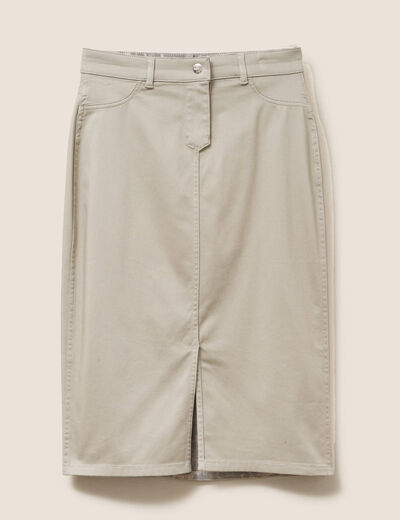 Jupe trapèze réversible longueur genou vert olive femme