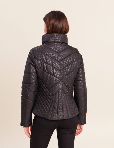 Doudoune d&eacute;perlante droite zipp&eacute;e noir femme