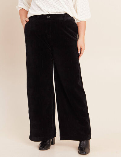Pantalon en velours noir femme