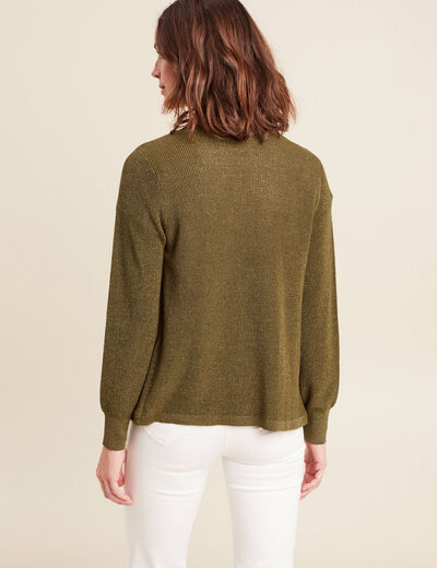 Gilet manches longues vert olive femme