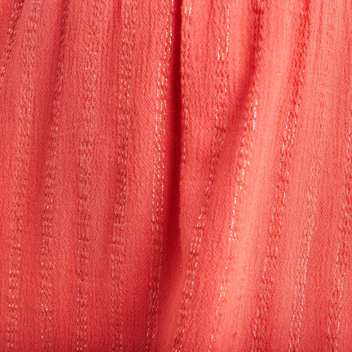 Robe droite fluide smockée orange clair femme