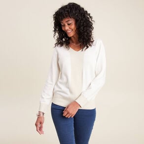 Pull manches longues ecru femme