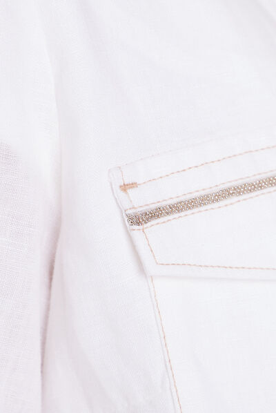 Veste droite boutonnée ecru femme
