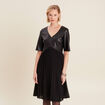 Robe évasée plissée noir femme