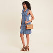 Robe droite brodée en jean denim double stone femme