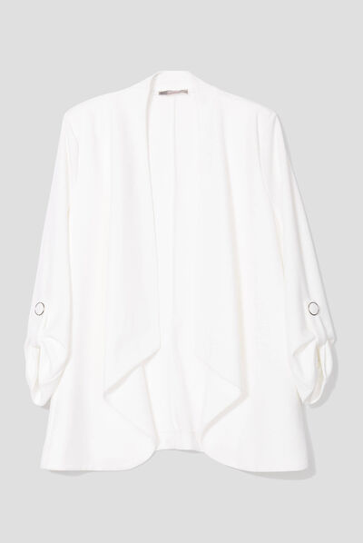Veste esprit blazer droite ecru femme