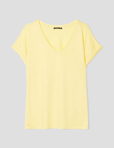 T-shirt manches courtes jaune foncé femme